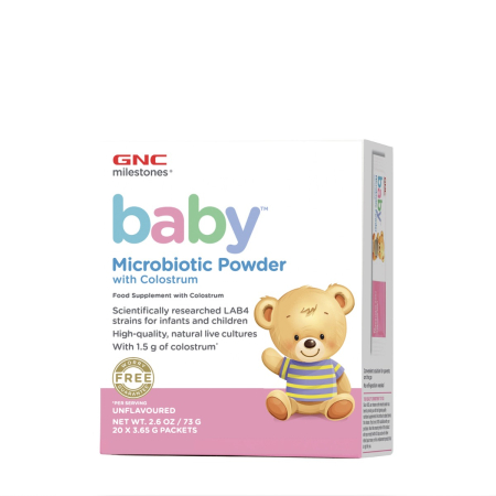 Suplimente alimentare - Gnc Milestones Baby Microbiotic Pudra Lab4b Studiat Clinic Cu Colostru, Fara Aroma, 20 Pliculete