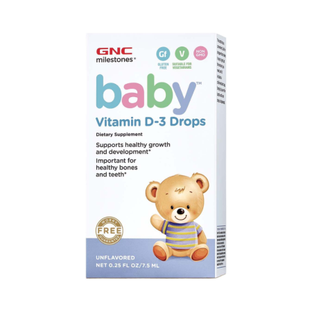 Afectiuni Frecvente - Gnc Milestones Baby Vitamin D-3 Drops, Vitamina D-3 Picaturi Pentru Bebelusi Naturala 100%  Din Lanolina, 7.5 Ml