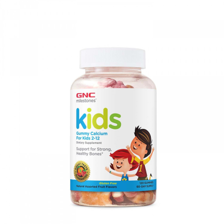 Bebe/Junior - Gnc Milestones Kids Calcium Gummy, Calciu Pentru Copii 2-12 Ani, Cu Aroma De Fructe, 120 Jeleuri