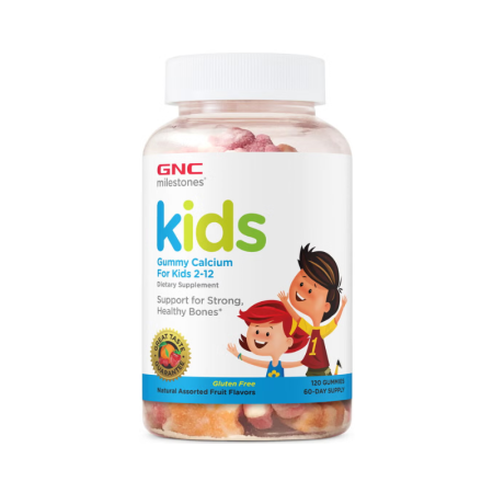 Sănătatea copiilor - Gnc Milestones Kids Calcium Gummy, Calciu Pentru Copii 2-12 Ani, Cu Aroma De Fructe, 120 Jeleuri