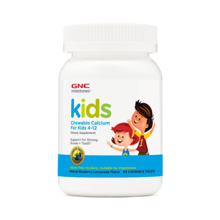 Afectiuni Frecvente - Gnc Milestones Kids Chewable Calcium, Calciu Pentru Copii 4-12 Ani, Cu Aroma Naturala De Limonada Si Afine, 60 Tb