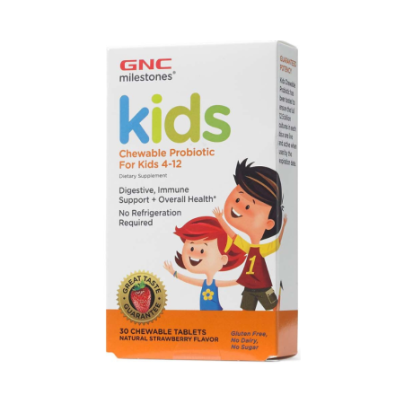 Afectiuni Frecvente - Gnc Milestones Kids Chewable Probiotic, Probiotic Lab4 Studiat Clinic Masticabil Pentru Copii 4-12 Ani, Cu Aroma Naturala De Capsuni, 30 Tb