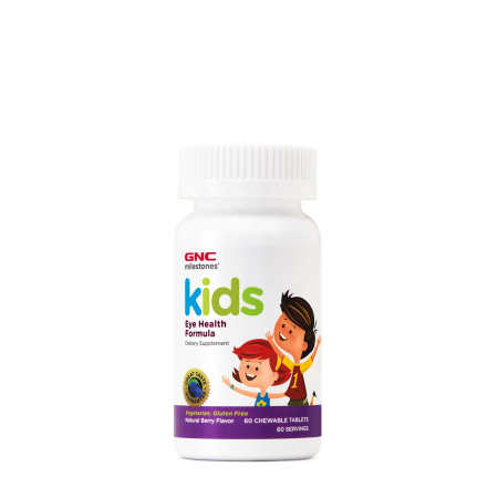 Suplimente alimentare - Gnc Milestones Kids Eye Health, Formula Pentru Copii, Suport Pentru Sanatatea Vizuala, Cu Gust Natural De Fructe De Padure, 60 Tb