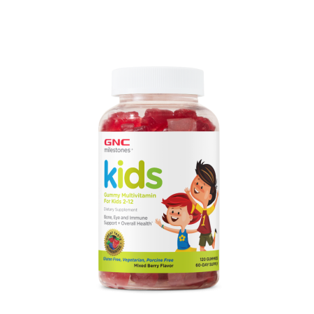 Suplimente alimentare - Gnc Milestones Kids Multivitamin Gummy, Multivitamine Pentru Copii 2-12 Ani Cu Aroma De Fructe De Padure, 120 Jeleuri