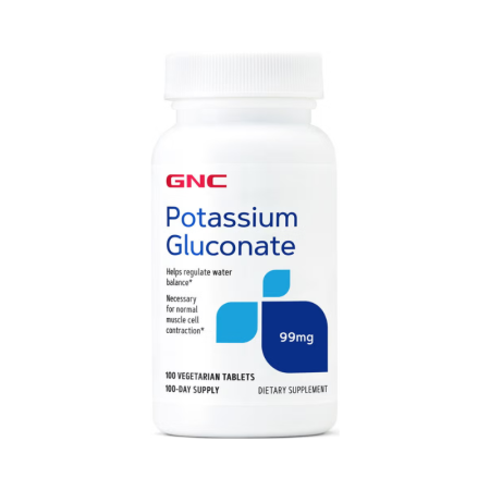 Energie & oboseală - Gnc Potassium Gluconate 99 Mg, Gluconat De Potasiu, 100 Tb
