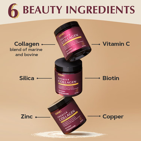 Gnc Premier Collagen Powder, Formula Premium De Peptide De Colagen Hidrolizat Fara Aroma, 282.8 G [6]