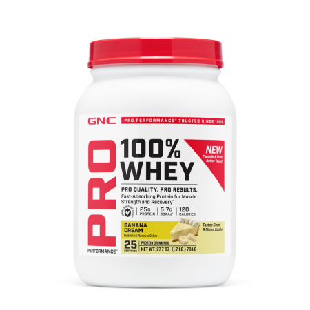 Suplimente alimentare - Gnc Pro Performance 100% Whey, Proteina Din Zer Cu Aroma De Banane, Testata Antidoping, 784g