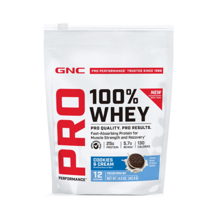 Afectiuni Frecvente - Gnc Pro Performance 100% Whey, Proteina Din Zer Cu Aroma De Biscuiti Si Crema, Testata Antidoping, 411.6g