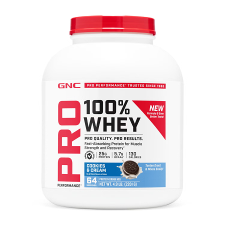 Suplimente alimentare - Gnc Pro Performance 100% Whey, Proteina Din Zer Cu Aroma De Biscuiti Si Frisca, Testata Antidoping, 2201 G
