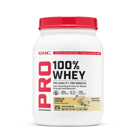 Suplimente alimentare - Gnc Pro Performance 100% Whey, Proteina Din Zer Cu Aroma De Vanilie, Testata Antidoping, 769 G 