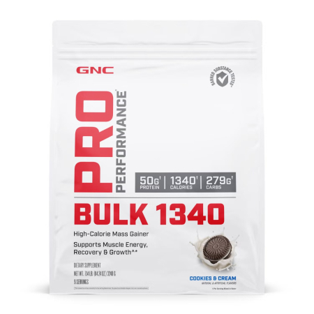 Suplimente alimentare - Gnc Pro Performance Bulk 1340, Formula Proteica Pentru Crestere In Greutate, Cu Aroma De Biscuiti Si Frisca, Testata Antidoping, 3240 G