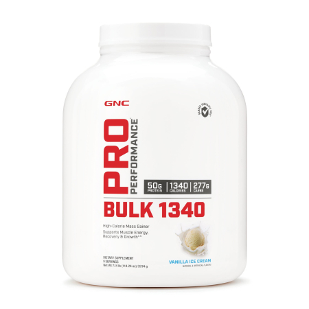 Suplimente alimentare - Gnc Pro Performance Bulk 1340, Formula Proteica Pentru Crestere In Greutate, Cu Aroma De Vanilie, Testata Antidoping, 3294 G