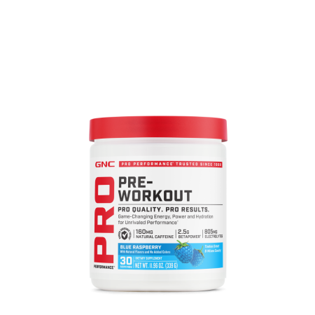 Suplimente alimentare - Gnc Pro Performance Pre-workout - Blue Raspberry Flavor, Pre-workout, Cu Aroma De Blue Raspberry, 339g