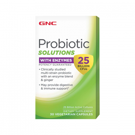 Capsule/comprimate/siropuri - Gnc Probiotic Solutions With Enzymes, Probiotic Cu Enzime Digestive 25 Miliarde Cfu, 30 Cps