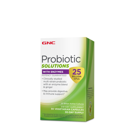 Afectiuni Frecvente - Gnc Probiotic Solutions With Enzymes, Probiotic Lab4 Studiat Clinic, 25 Miliarde Ufc Culturi Vii Cu Enzime Digestive Si Ghimbir, 30 Cps