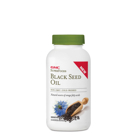 Suplimente alimentare - Gnc Superfoods Black Seed Oil, Ulei Cu Thymoquinone Din Seminte De Chimen Negru, Cu Efect Antiinflamator, 90 Capsule