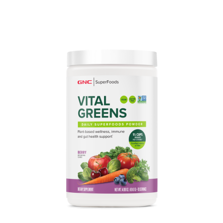 Suplimente alimentare - Gnc Superfoods Vital Greens Daily Superfoods Powder, Pudra Cu Super Alimente Verzi Cu Aroma De Fructe De Padure, 424.8 G