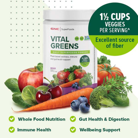 Gnc Superfoods Vital Greens Daily Superfoods Powder, Pudra Cu Super Alimente Verzi Cu Aroma De Mango, 421.5 G [4]