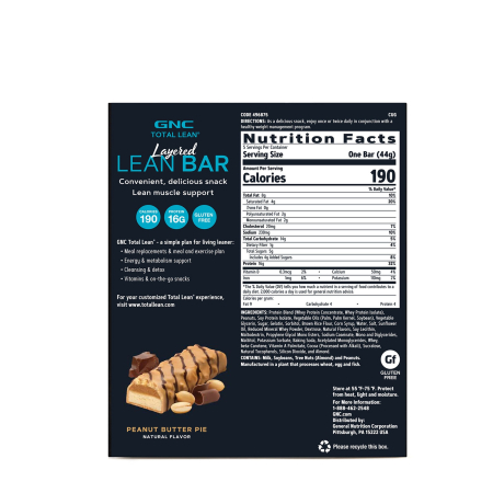 Gnc Total Lean Layered Lean Bar, Baton Proteic Cu Aroma De Placinta De Unt De Arahide, 44g [1]