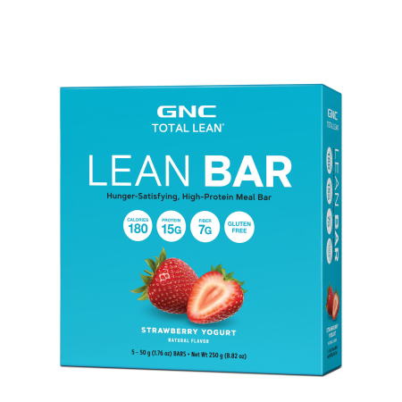 Suplimente alimentare - Gnc Total Lean Lean Bar, Baton Proteic, Cu Aroma De Capsuni Si Iaurt, 50g