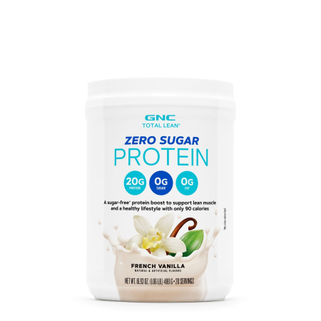 Suplimente alimentare - Gnc Total Lean Zero Sugar, Proteina Fara Zahar Cu Aroma De Vanilie, 480 G