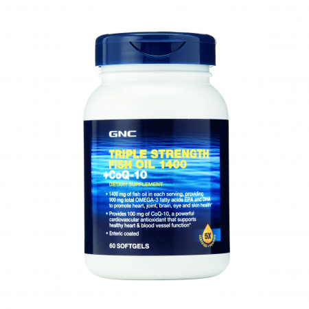 Capsule/comprimate/siropuri - Gnc Triple Strength Fish Oil 1400 + Coq-10, Ulei De Peste Si Coenzima Q-10, 60 Cps