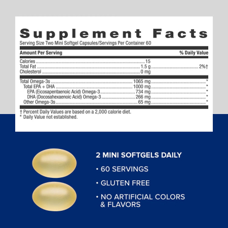 Gnc Triple Strength Fish Oil Mini, Ulei De Peste, 120 Cps [6]