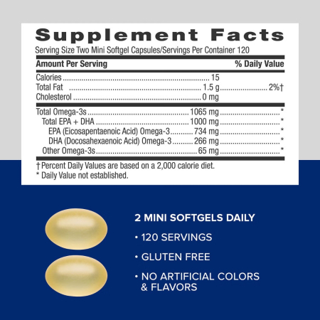Gnc Triple Strength Fish Oil Mini, Ulei De Peste Mini Capsule, 240 Cps [1]