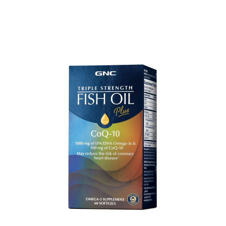 Suplimente alimentare - Gnc Triple Strength Fish Oil Plus Coq-10, Ulei De Peste Plus Coenzima Q-10,  60 Cps