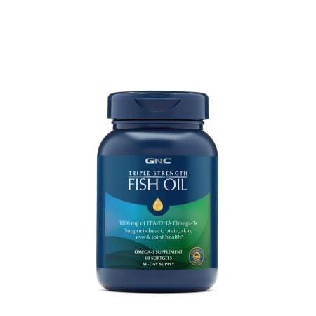 Suplimente alimentare - Gnc Triple Strength Fish Oil, Ulei De Peste 1000 Mg Omega 3 Epa Si Dha, 60 Cps