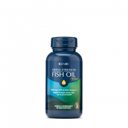Capsule/comprimate/siropuri - Gnc Triple Strength Fish Oil, Ulei De Peste Mini Capsule, 60 Cps