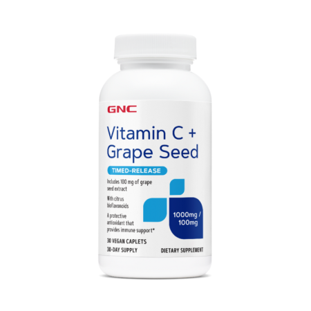 Afectiuni Frecvente - Gnc Vitamin C + Grape Seed, Vitamina C 1000 Mg Cu Bioflavonoide Si Extract Din Seminte De Struguri Cu Eliberare Prelungita, 30 Tb