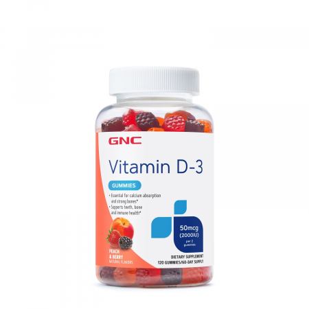 Suplimente alimentare - Gnc Vitamin D-3 2000 Ui, Vitamina D-3 50 Mcg (2000 Ui) Naturala 100% Din Lanolina, 120 Jeleuri