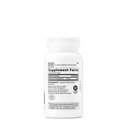 Gnc Vitamin D-3 2000 Ui, Vitamina D-3 50 Mcg (2000 Ui) Naturala 100%  Din Lanolina, 180 Cps [1]