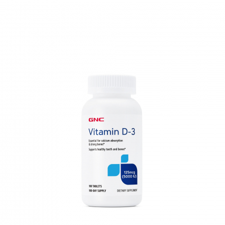Sistem osteo-articular - Gnc Vitamin D-3 5000 Iu, Vitamina D-3 - 125 Mcg (5000 Ui) Naturala 100% Din Lanolina, 180 Tb