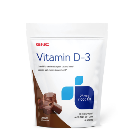 Afectiuni Frecvente - Gnc Vitamin Soft Chews D-3 1000 Iu, Vitamina D-3 1000 Ui Naturala 100% Din Lanolina, Cu Aroma De Ciocolata, 60 Caramele