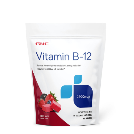 Afectiuni Frecvente - Gnc Vitamina B-12 2500 Mcg, Cu Aroma De Fructe De Padure, 60 Caramele