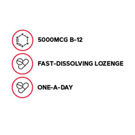 Gnc Vitamina B-12 5000 Mcg Cu Dizolvare Rapida, Cu Aroma De Cirese, 60 Drajeuri [2]