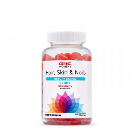 Capsule/comprimate/siropuri - GNC Women’s Hair, Skin & Nails Formula, Formula pentru Par, Piele si Unghii, Jeleuri cu Aroma de Capsuni, 120 jeleuri