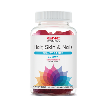 Biotina - Gnc Women's Hair, Skin & Nails Strawberry , Jeleuri Cu Biotina Si Vitamine Pentru Frumusetea Parului, Pielii Si Unghiilor, 60 Jeleuri