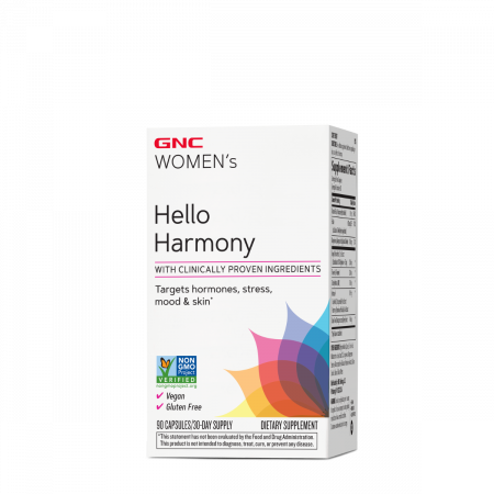 Suplimente alimentare - GNC Women`s Hello Harmony PMS, Formula pentru Echilibrul Hormonal, Emotional si Elasticitatea Pielii Femeilor, 90 cps