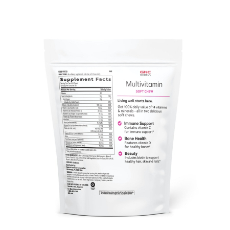  Gnc Women's Ultra Mega Soft Chews, Mixed Fruit, Multivitamine Pentru Femei Caramele Cu Aroma De Mix De Fructe, 60 Caramele [1]