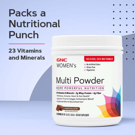 Gnc Womenâ€™s Multi Powder, Pudra Cu Multivitamine, Proteina Si Verdeturi Pentru Femei Cu Aroma De Ciocolata, 543 G [3]