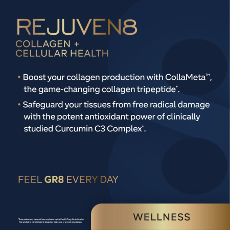  Gr8 Lifestyle Rejuven8 Collagen And Cellular Health With Passion Peach Flavor, Formula Pentru Sanatatea Pielii, Articulatiilor Si Regenerare Celulara, Cu Aroma De Passion Peach, 484.4 G [4]