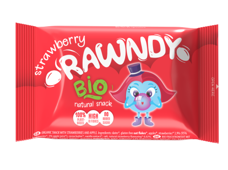 Alimente eco & bio - Gustări Organice Pentru Copii - Rawndy cu capsuna, 100% natural, fără gluten, bio, bogat în fibre, fara zahar adaugat