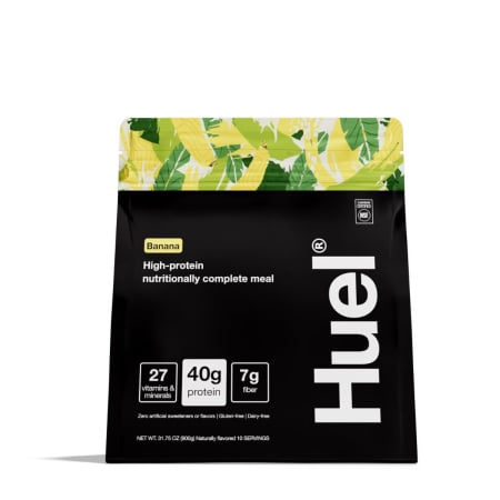 Suplimente alimentare - Huel Black Edition, High-protein Meal Powder, Masa Completa Bogata In Proteine 100% Vegana, Cu Aroma Naturala De Banane, 900g