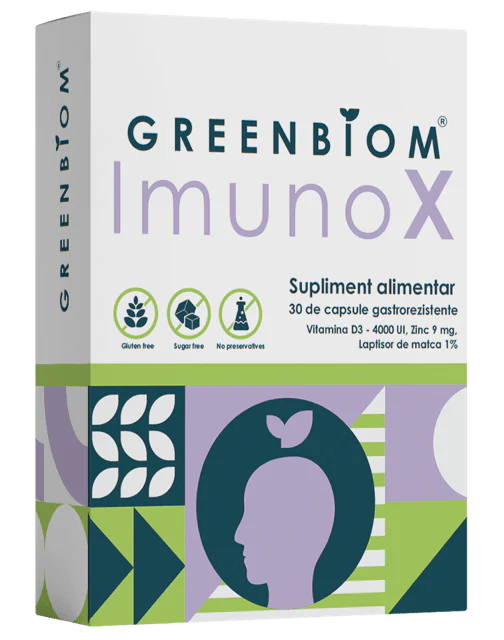 Sistem imunitar - ImunoX (PREBIOTIC PENTRU SPRIJINIREA IMUNITĂTII, A PROTECTIEI CELULARE SI SĂNĂTATEA OASELOR)* 30cps