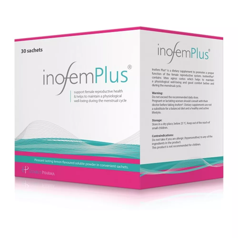 Protocoale - recomandari farmacist - Inofem Plus (menopauza,sindrom premenstrual, echilibrul hormonal) , Establo Pharma * 30 plicuri