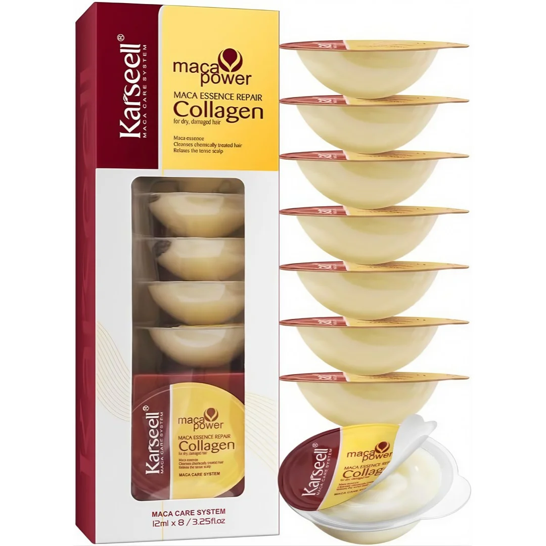 Reduceri/Lichidari de stoc - Karseell Maca Essence Repair Collagen ( Tratament Profesional pentru Repararea Parului Deteriorat, Set de 8 Fiole) * 12ml x8