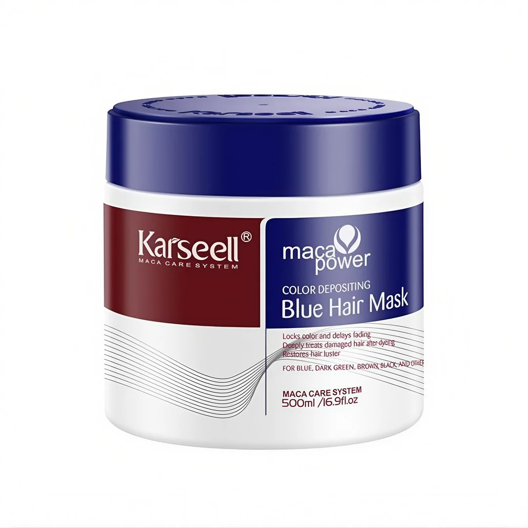 Cosmetice - Karseell Masca Nuantatoare Albastra 500 ml – Fixeaza Culoarea si Reda Stralucirea, Hidratare Intensa pentru Parul Vopsit